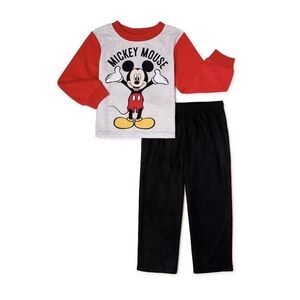 Disney Mickey Mouse Boys Pajamas Flannel PJs 2-pc Set NEW